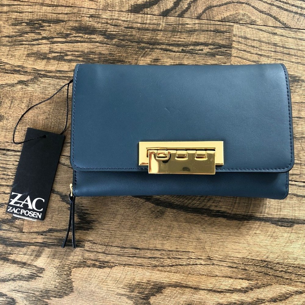 ZAC Zac Posen Eartha Wallet Crossbody Tapestry Blue Barneys New York NWT $230